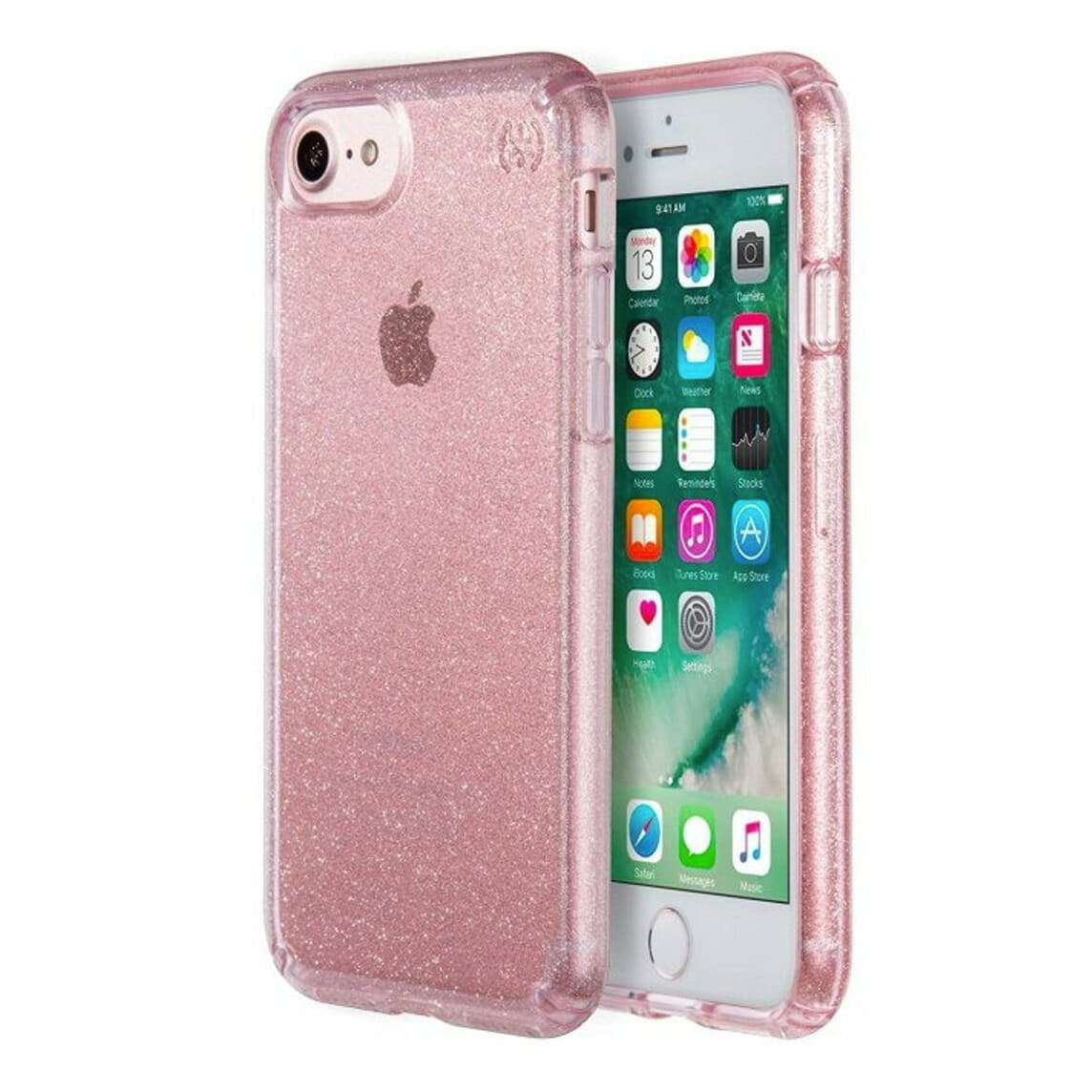 Speck Productos Presidio Clear & Glitter Funda para iPhone 8 Plus - Bella  Rosa con Brillo Dorado